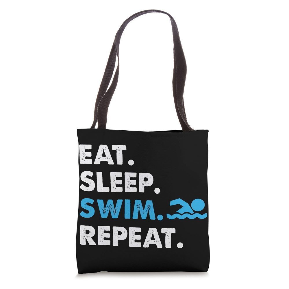 Eat Sleep Swim Repeat Funny Swimmer Graphic Desn Tote Bag -_-